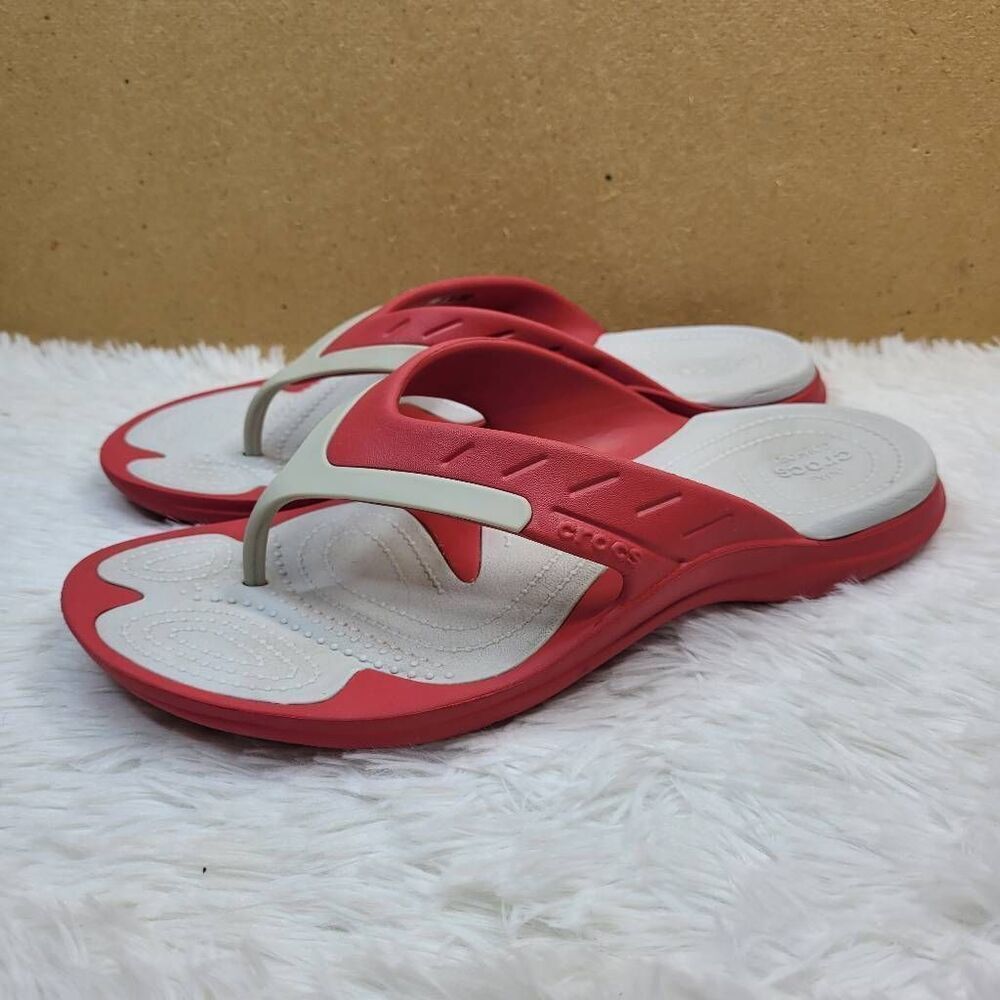 Crocs Unisex Modi Red and White Sport Flip Flop Size M9/W11